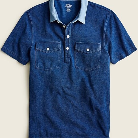 J. Crew Other - J Crew Indigo-Dyed Two-Tone Pocket Polo Shirt
